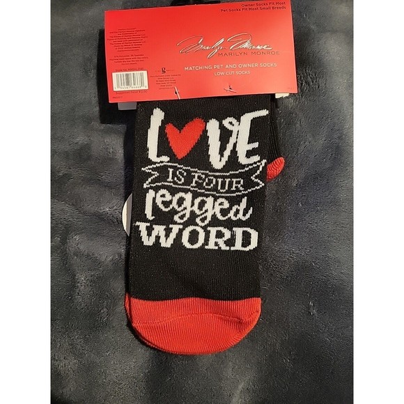 Marilyn Monroe Matching Owner and Pet Socks Red Black Love is a Four Legged Word - Picture 4 of 7